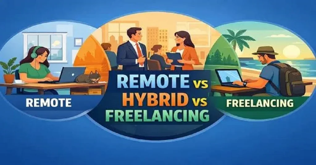 Comparison of Hybrid vs Remote Jobs vs Freelancing work models